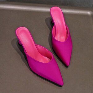 Hot Pink Elegant Women's Pointed Toe Slip-On High Heel Sandals
